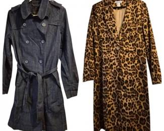 Talbots & Newport News Women's Trench Coats - Animal Print, Denim