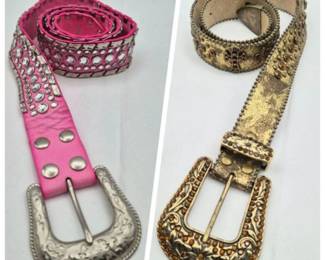 Cowgirl Rhinestone Studded Leather Belts - S/M