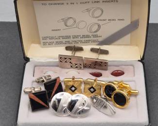 Men’s Cufflinks & Tie Clip — Sterling & Stone Mix