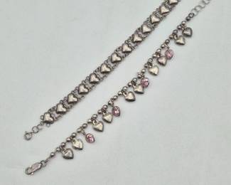 Sterling Silver Heart Bracelet Duo