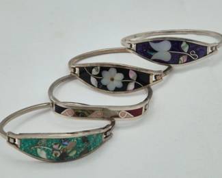 Alpaca Mexico Stone Inlay Bracelets