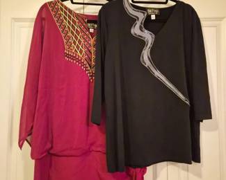 (2) Women's Designer Bob Mackie - Wearable Art Tops Size XL