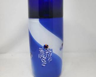 Blue & White Murano-Style 13-Inch Vase