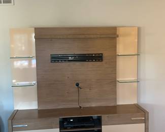 Entertainment center w/four glass shelves