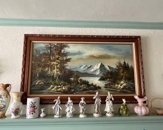 oil painting, figurines, vases