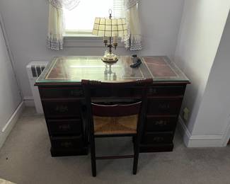 Maddox Tables (Jamestown, NY) pedestal desk, chair, lamp