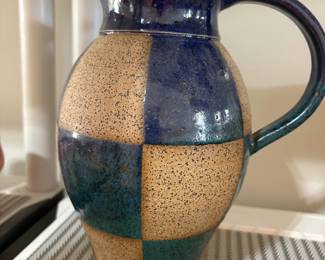 Checkered Pottery Pitcher