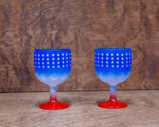 Vintage Bartlett Collins Americana Goblets: Stars & Stripes
