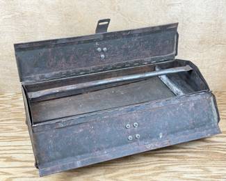 Vintage Green Steel Mechanic's Tool Box One Tray w Slaymaker Padlock & Key