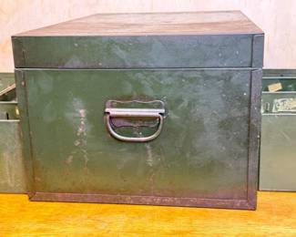 Antique ASCO Extra Large Art Steel Chest Cash Box Army Green Military