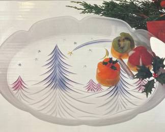 Mikasa Christmas Story Frosted Glass Oval Serving Platter