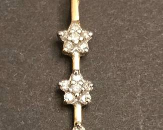 10k Gold Triple Star Diamond Bar Pendant Necklace