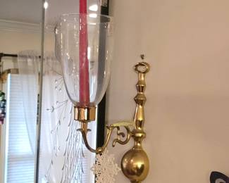 Brass Sconce with Glass Hurricane Shade