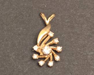 14K Yellow Gold Diamond Swirl Pendant