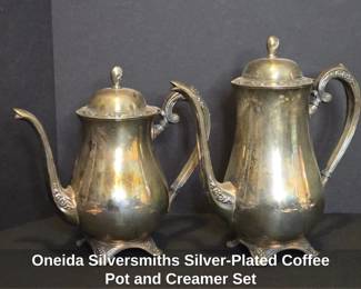 Oneida Silversmiths SilverPlated Coffee Pot and Creamer Set