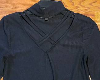 Derek Heart Black Ribbed Cutout Mock Neck Top