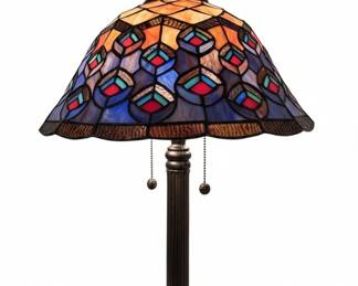Dale Tiffany Peacock Feather Stained Glass Table Lamp