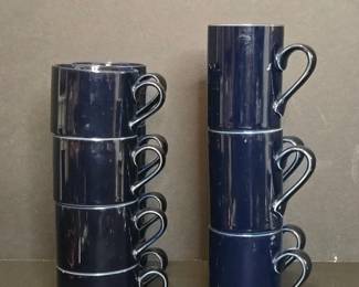 Dansk Bistro Cobalt Blue Stoneware Mugs Set of 