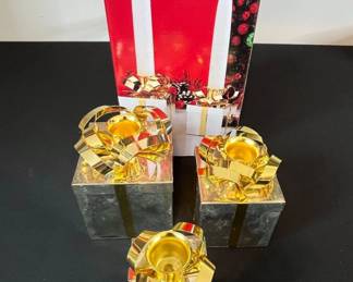 Studio Nova Christmas Gift Box Taper Candle Holders Set of