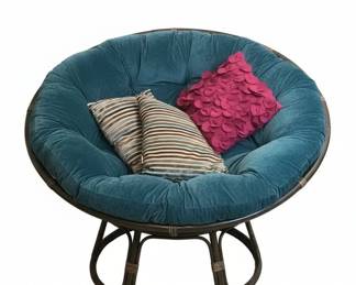 Pier Papasan Chair with Teal Velvet Cushion