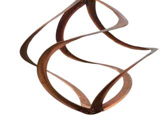 Copper Kinetic Wind Spinner Sculpture with Glass Orb
