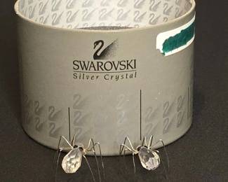 Swarovski Silver Crystal Spider Figurines Set of 
