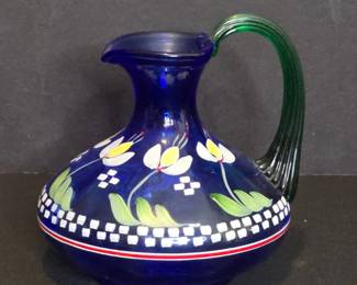 Bill Fenton Handpainted Glass Pitcher