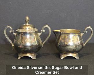 Oneida Silversmiths Sugar Bowl and Creamer Set
