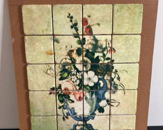 Vintage Floral Still Life Tile Panel