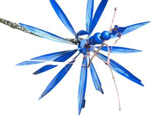 Blue Metal Dragonfly Wind Spinner
