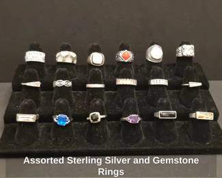 Assorted Sterling Silver and Gemstone Rings B