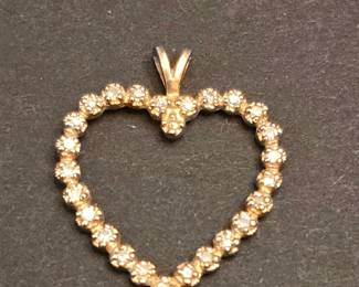 10K Yellow Gold Diamond Heart Pendant
