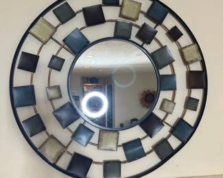 Modern Metal Wall Mirror with Square Tiles