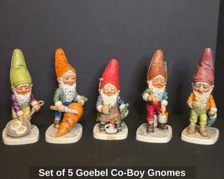 Set of 5 Goebel CoBoy Gnomes B