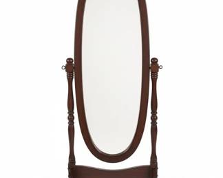 Oval Cheval Mirror with Turned Pedestal