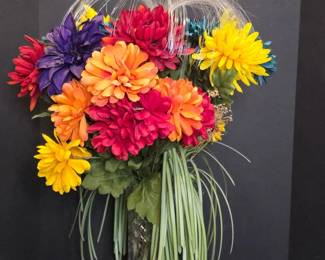 Artificial Floral Arrangement in Glass Vase