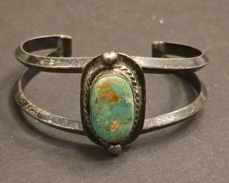 Native American Turquoise Sterling Silver Cuff Bracelet