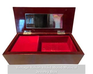 Vintage Italian Inlaid Wood Musical Jewelry Box