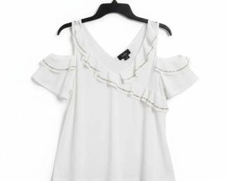 Bellini Womens Cold Shoulder Embellished Top