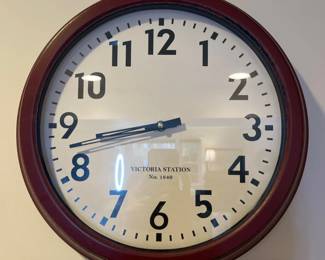 Victoria Station No. Wall Clock  Distressed Red