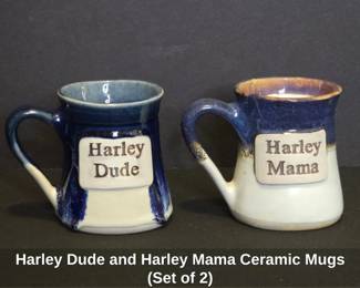 Harley Dude and Harley Mama Ceramic Mugs Set of 