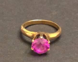 14 k Gold Solitaire Ring with Pink Sapphire