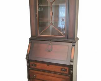 Antique Victorian Secretary Desk with China Cabinet