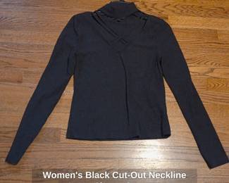 Womens Black CutOut Neckline LongSleeve Sweater