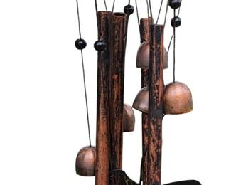 Rustic Dog Themed Wind Chime with BellShaped Chimes