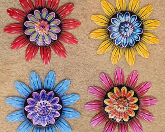 Set of Metal Flower Wall Art Decorations