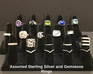 Assorted Sterling Silver and Gemstone Rings