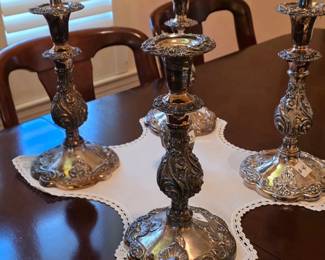 Silver plated candle holders 