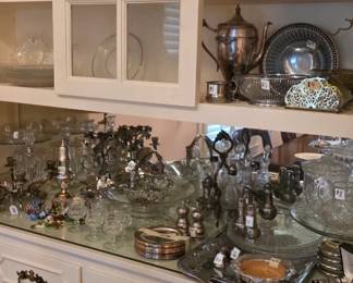 Miscellaneous crystal & silver plated serving dishes
