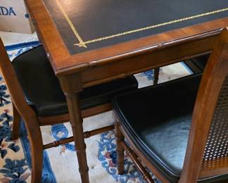 Faux Bamboo & Cane Table with Leather top